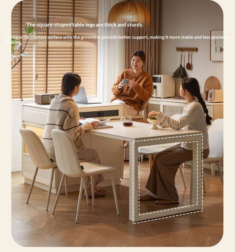 Solid Rubberwood Cream-Style Extendable White Slab Island