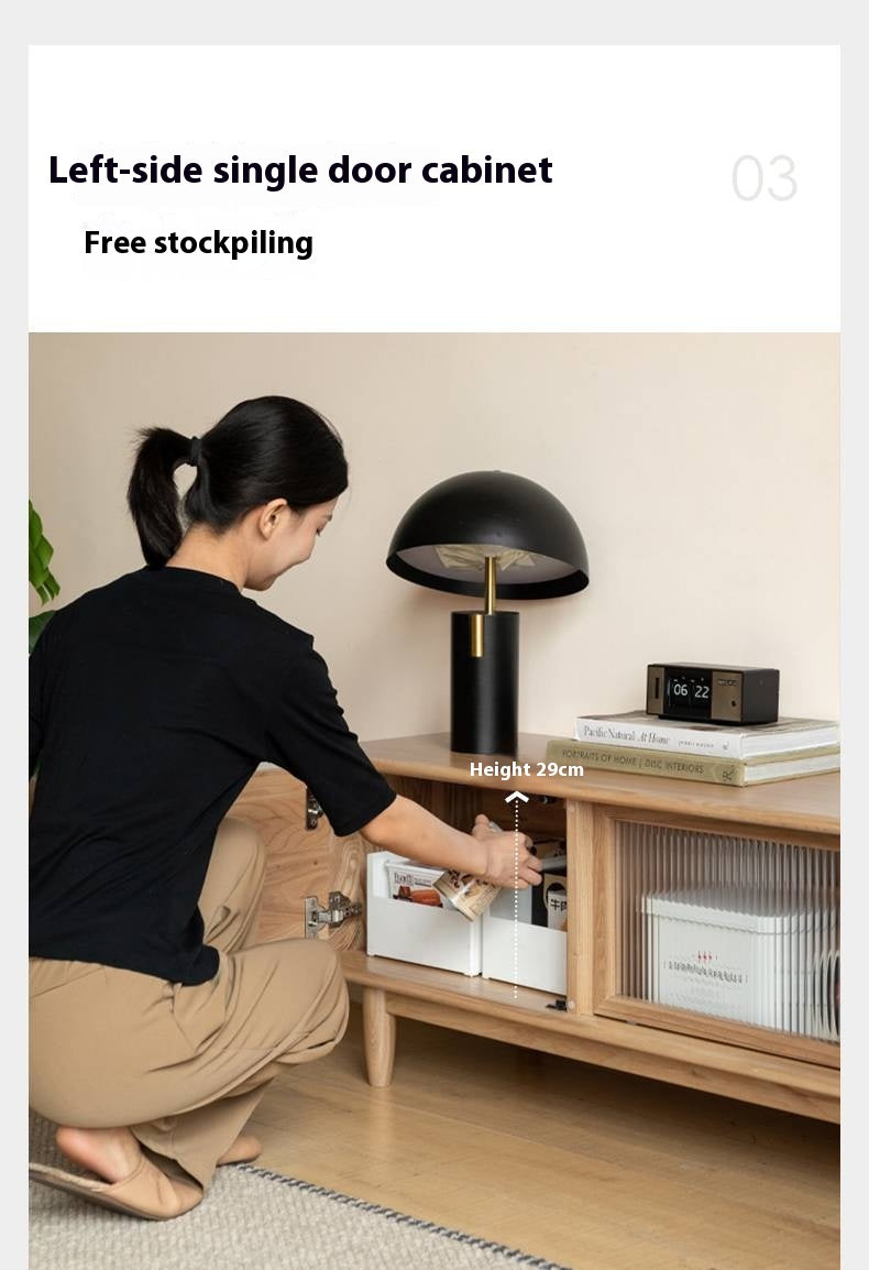 Ash Solid Wood Modern Log Style TV Cabinet