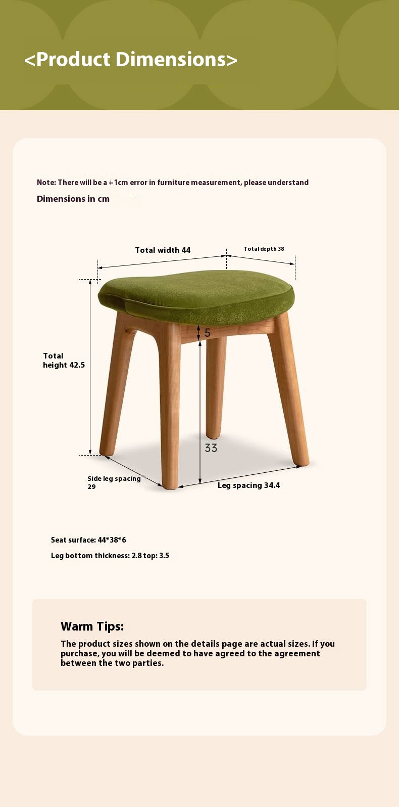 Oak, Cherry Solid Wood Makeup Stool