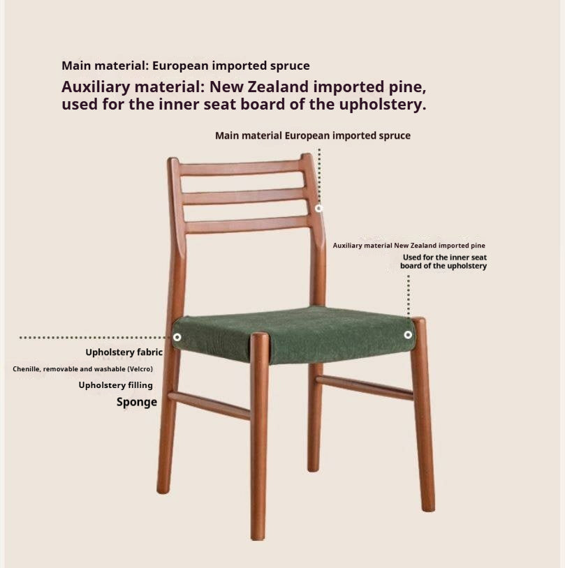 Set 4 pcs Beech Solid Wood Retro Style Dining Chair