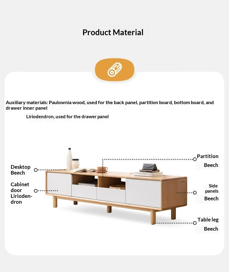 Oak Solid Wood TV Cabinet with Storage.