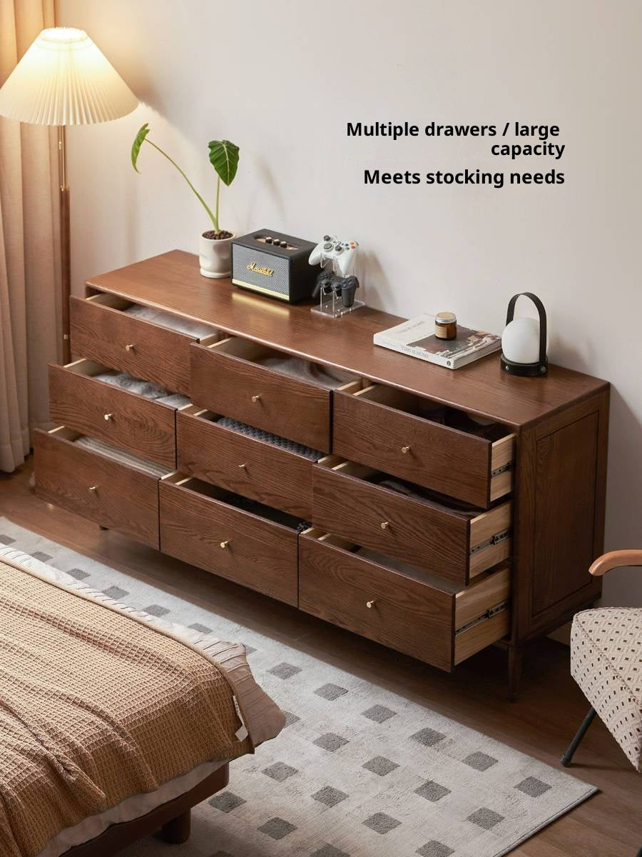 Oak, Solid Rubberwood Modern Minimalist Chest of Drawers