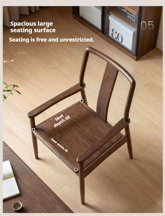 Black Walnut Solid Wood Tea Chair
