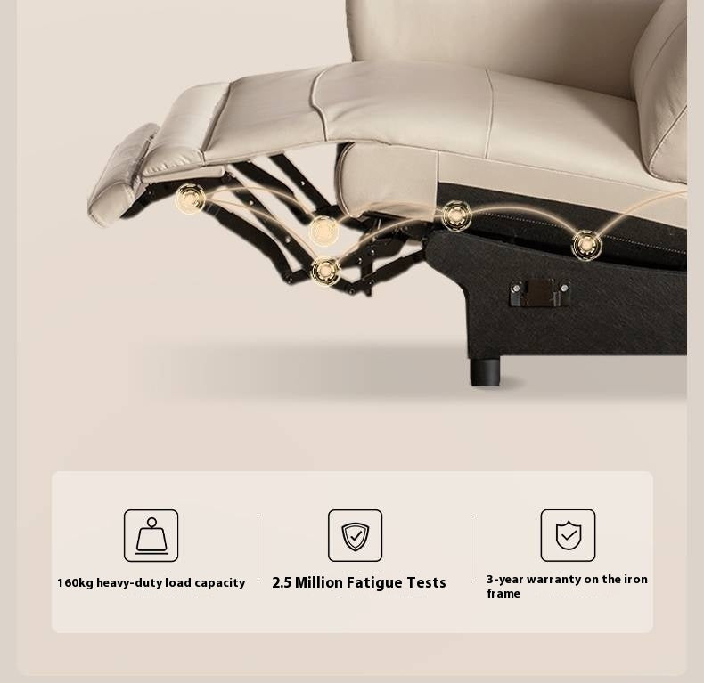 Pine Solid Wood Leather Sofa Cream Style Functional Electric