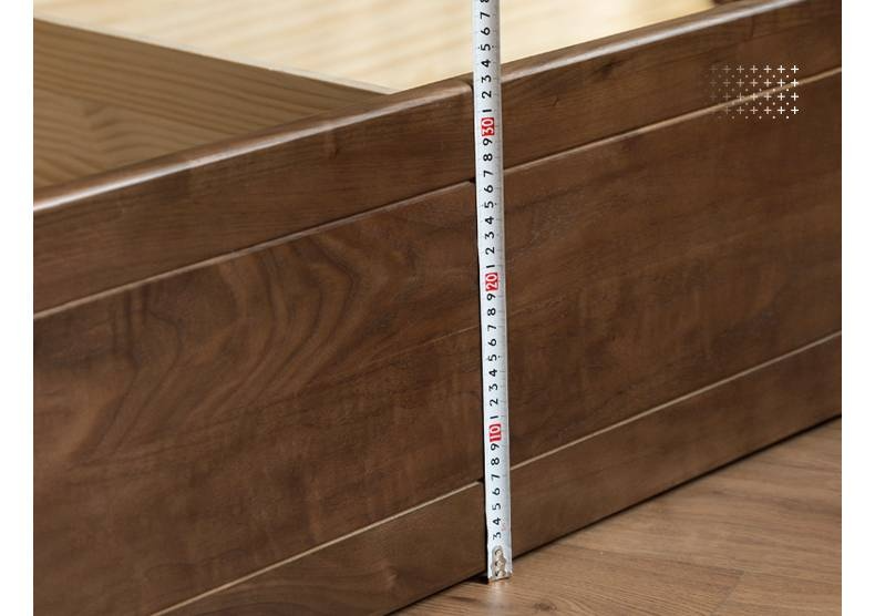 Black Walnut Solid Wood Italian Light Luxury Platform Bed, Headboard-Free Box Bed