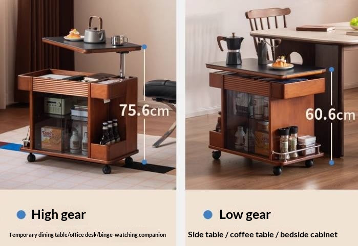 Poplar Solid Wood Elevating Rock Board Side Table