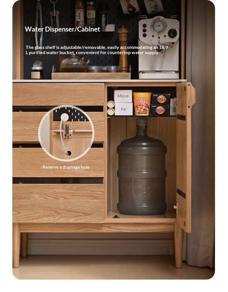 Oak Solid Wood Modern Rock Board Side High Buffet