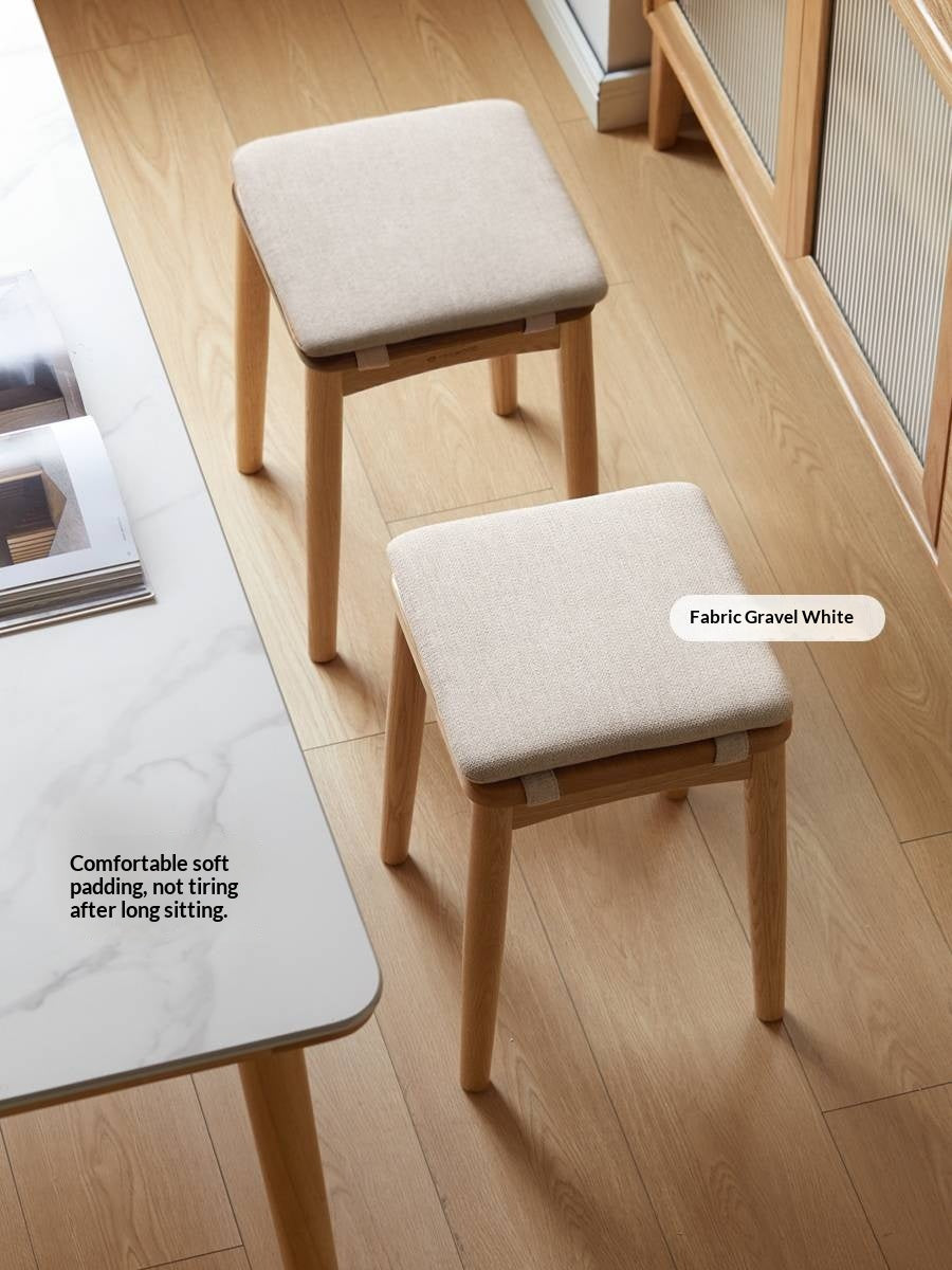 4 pcs -Oak Solid Wood Square Stool