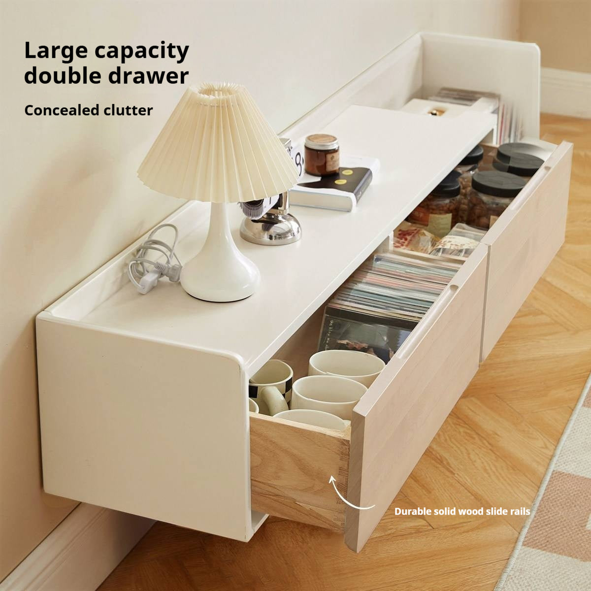 Solid Rubberwood Scandinavian TV Stand