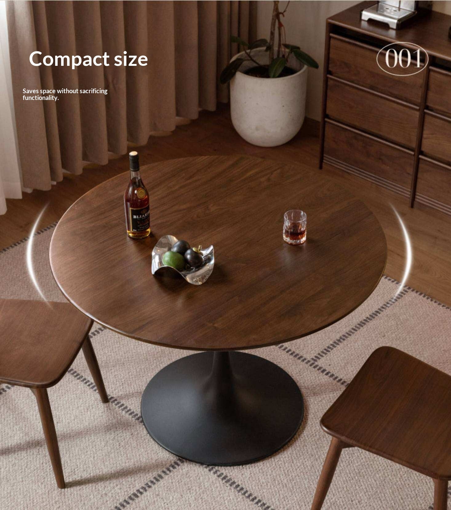 Black Walnut Solid Wood Dining Table Bauhaus Style