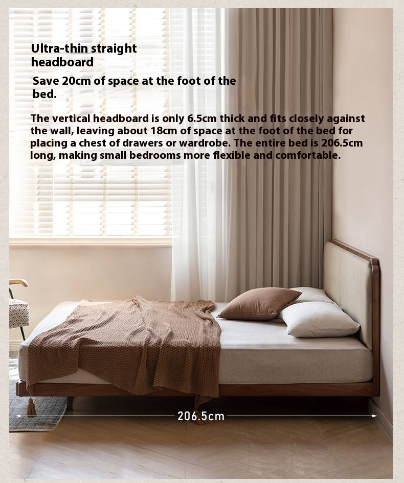 North American Black Walnut, Oak Technical Cloth Organic Leather Soft Suspended Bed