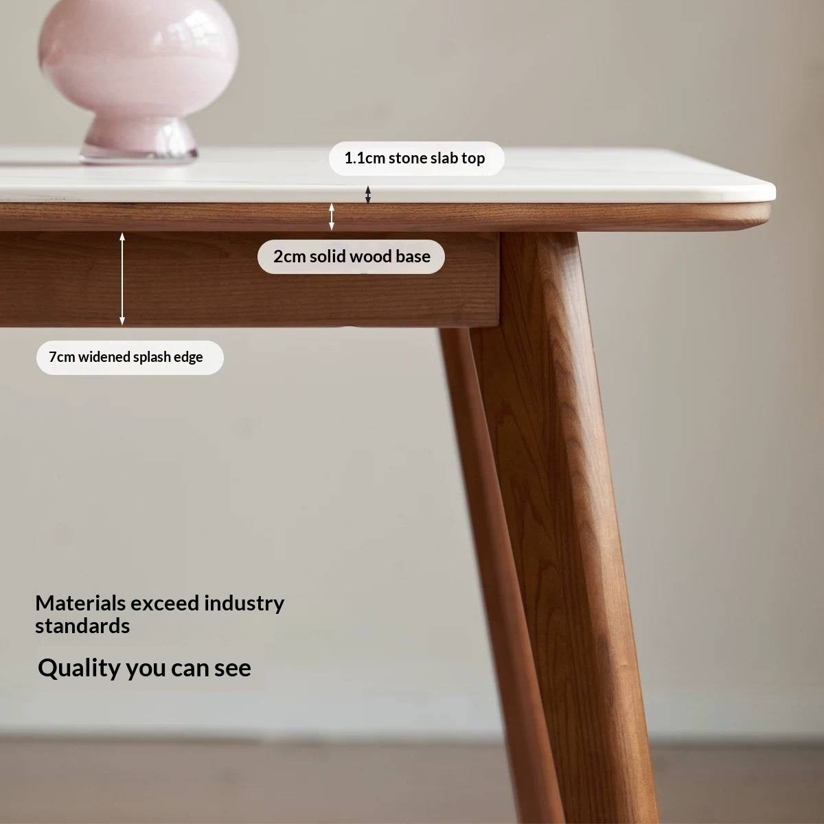 Ash, Black Walnut Solid Wood Slate Dining Table