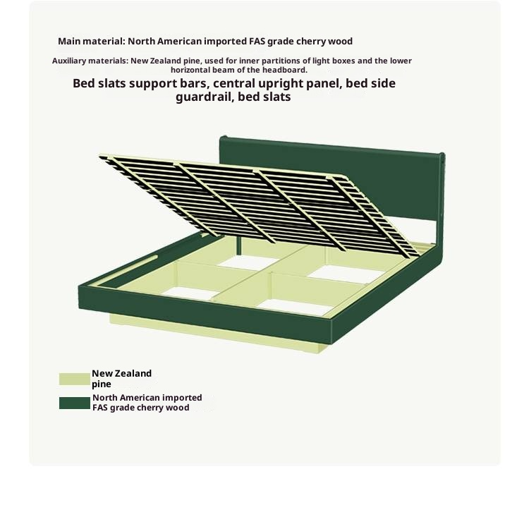 Cherry Solid Wood Night Light Suspended Box Bed