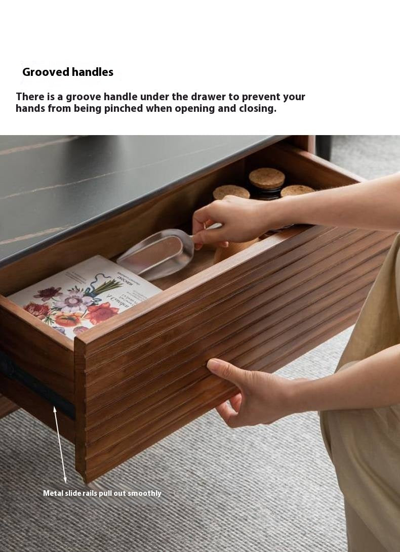 Sandalwood, Black Walnut Solid Wood Rock Plate Coffee Table