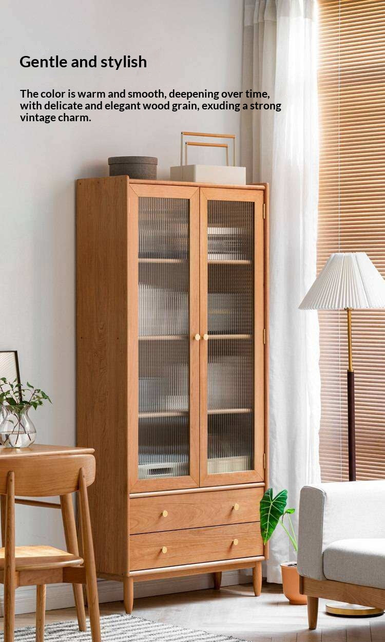 Cherry Solid Wood Bookcase Nordic Modern Cabinet Office Bookshelf