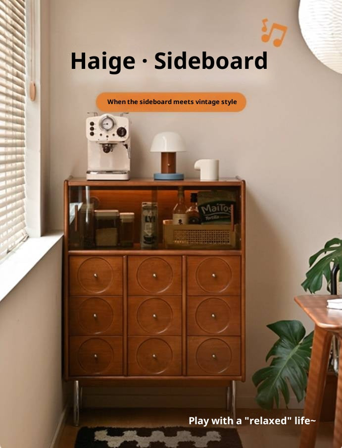 Poplar Solid Wood Middle-Ancient Style Retro Side Cabinet.