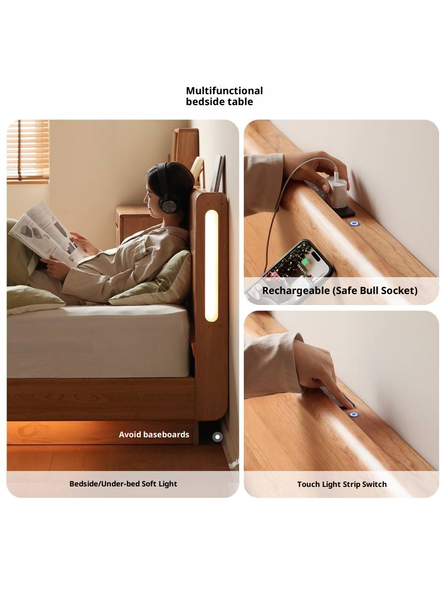 Cherry Solid Wood Night Light Suspended Box Bed