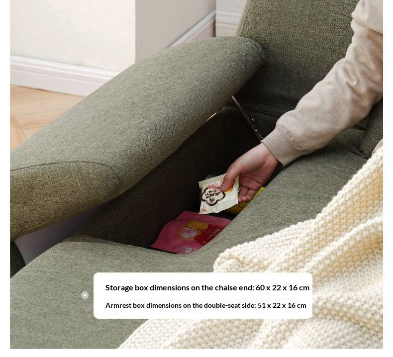 Sectional Sofa with Adjustable Headrest and Hidden Chaise Storage Ash wood legs