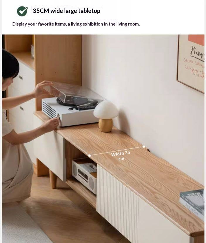 Oak Solid Wood Modern Storage TV Cabinet.