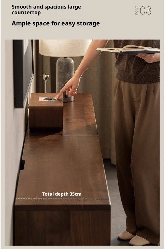 Black Walnut Solid Wood Italian Light Luxury TV Cabinet