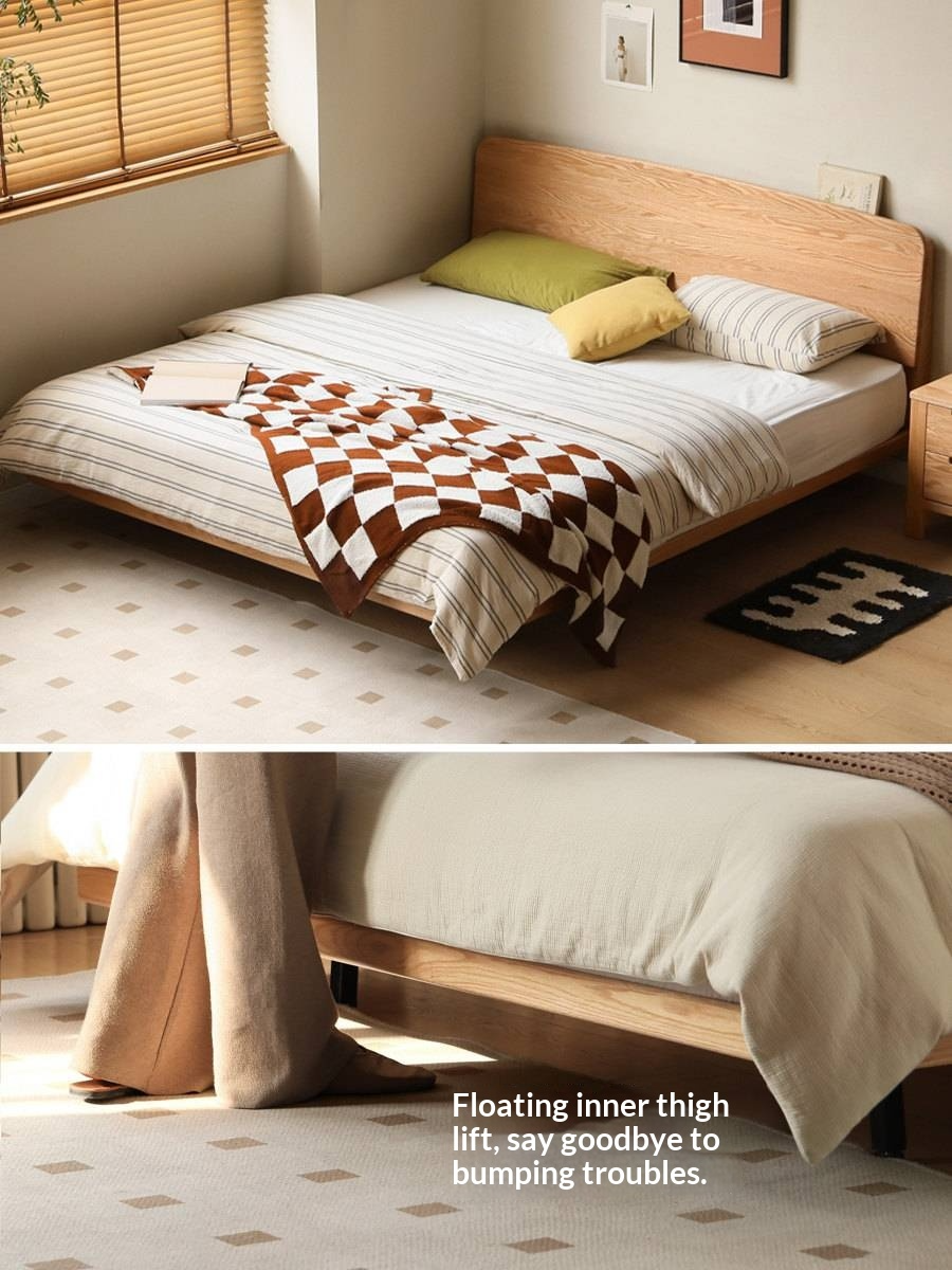 Oak Solid Wood Bed — Simple Floating Bed Design