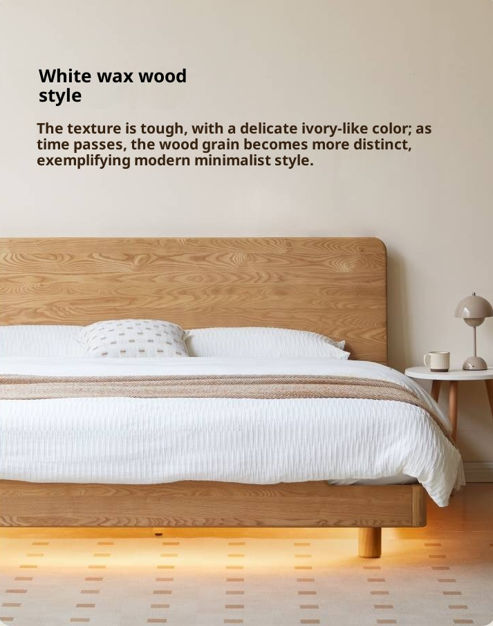 Oak, Ash Solid Wood Luminous Suspended Bed, Nordic Style