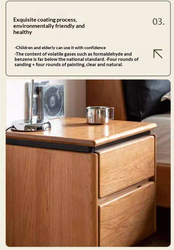 Cherry Solid Wood Retro Nightstand