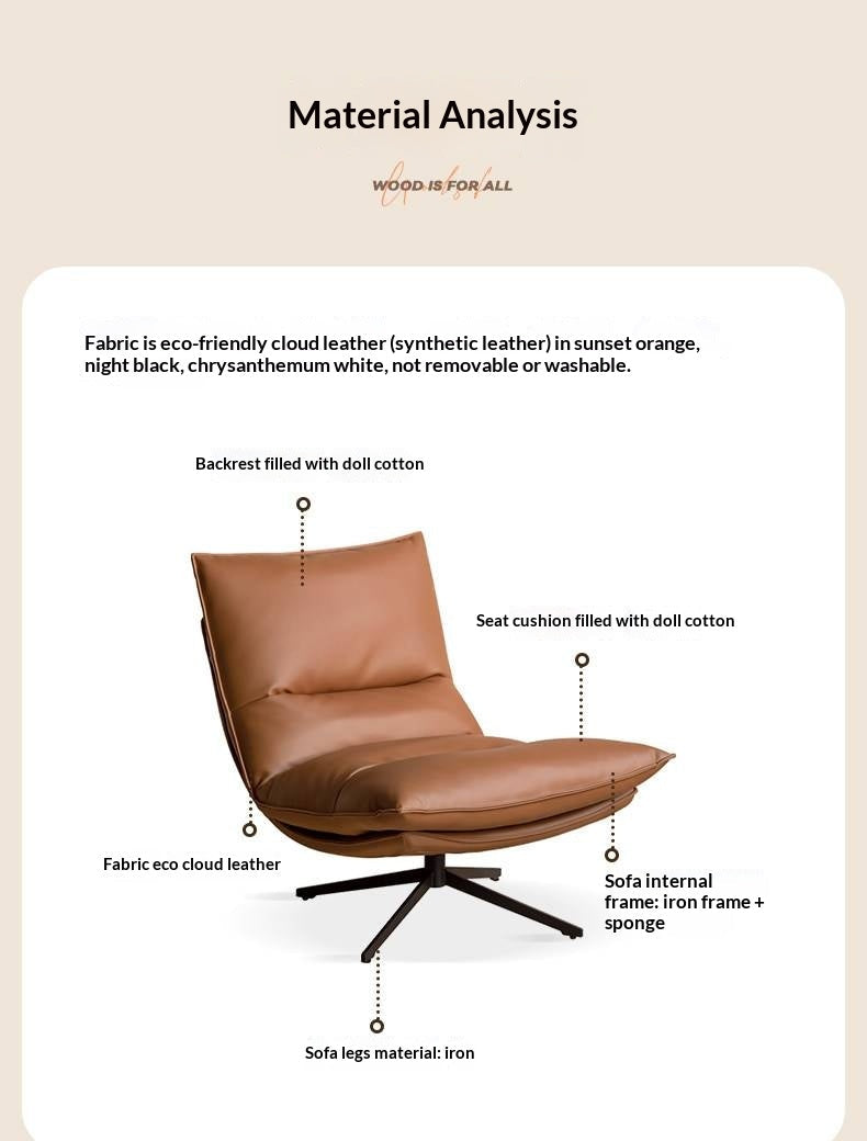 Italian Modern Swivel Lounge Chair with Upholstered Cushion eco leather