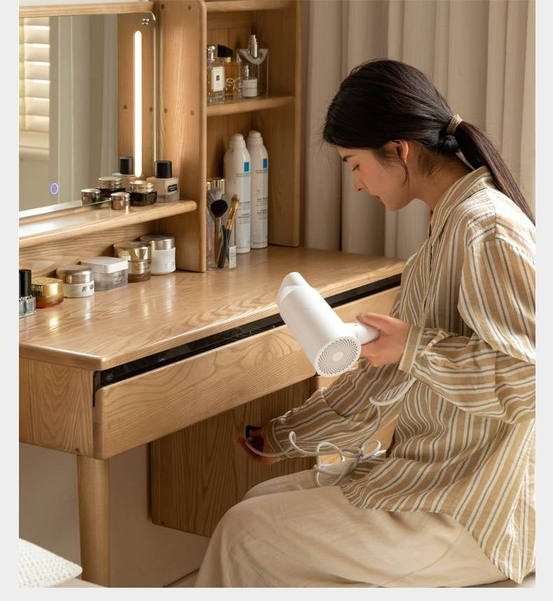 Ash, Oak Solid Wood Multifunctional Modern Vanity Table.