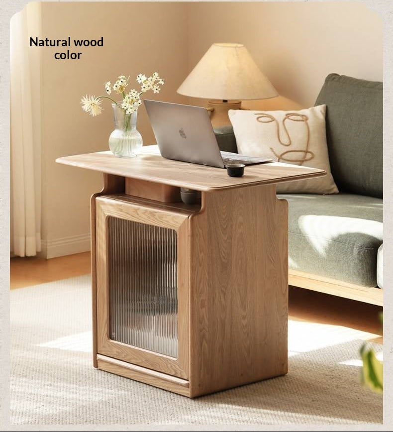 Ash, Black Walnut Solid Wood Mobile Coffee Cabinet