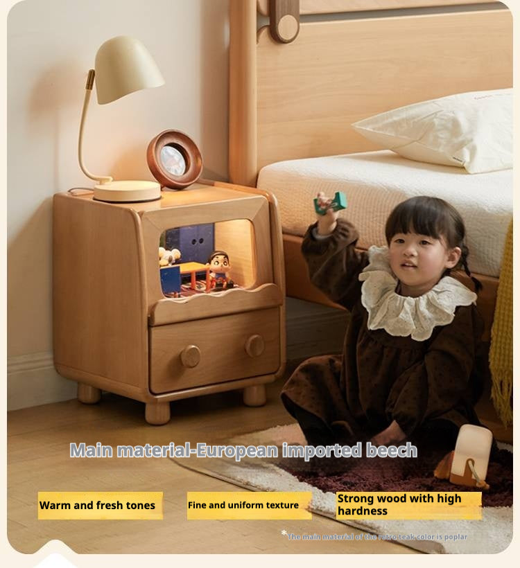 Beech, Poplar Solid Wood Children's Nightstand.