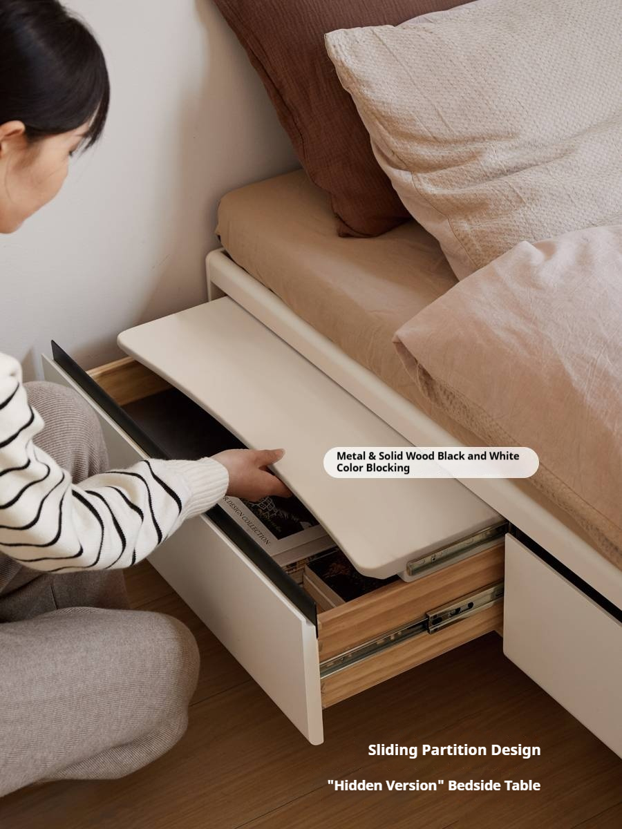 Rubberwood Solid Wood Platform Bed, Headboard-Free Box Bed