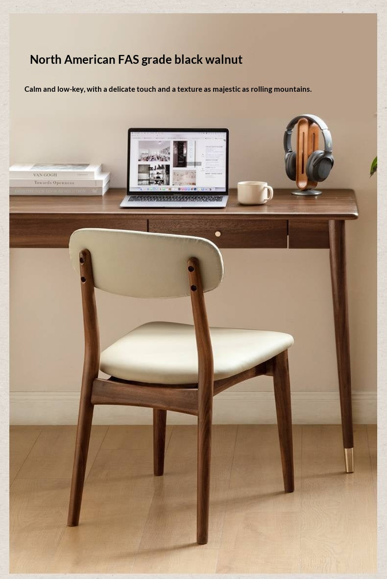 Set 4pcs Black Walnut Solid Wood Home Soft Back Dining Chair