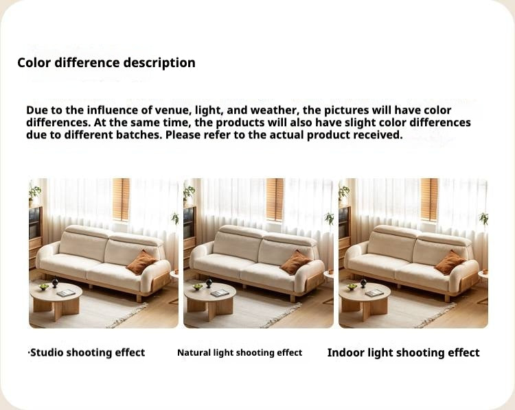 Oak Solid Wood Modern Casual High-Back White Fabric sofa