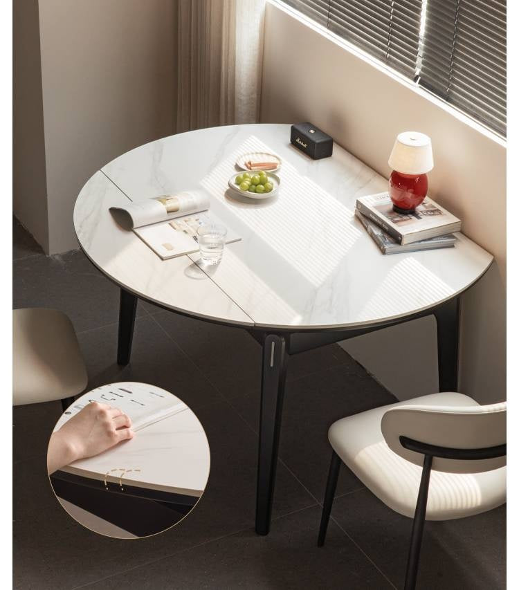 Solid Rubberwood Modern Rock Plate Dining Table