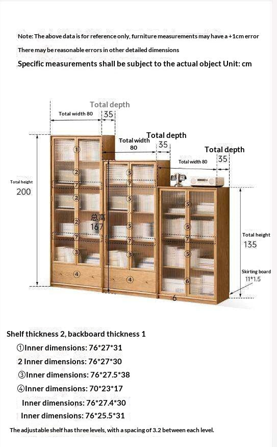 Ash Solid Wood Side Modern Style Bookcase