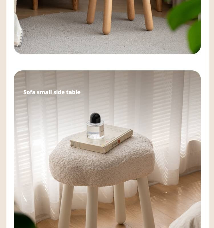Beech, birch solid wood Nordic lamb velvet cloud makeup stool.