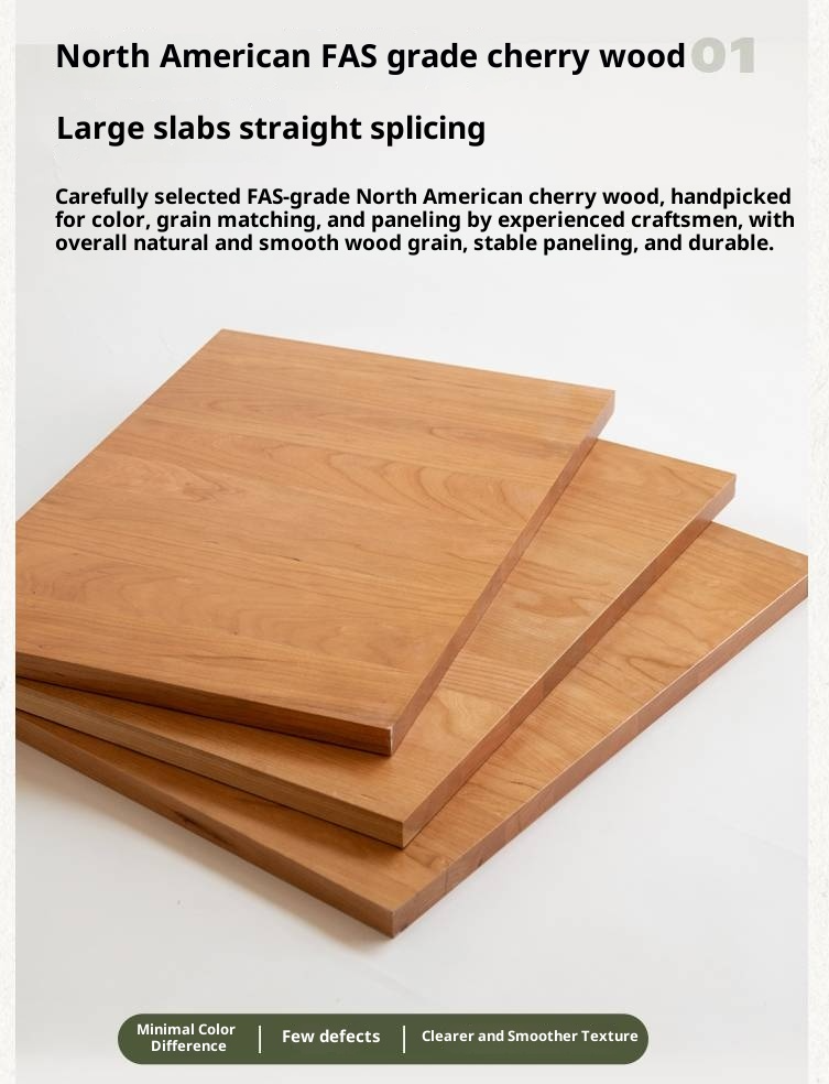 Cherry Solid Wood Soft Backrest Bed, French Retro Style