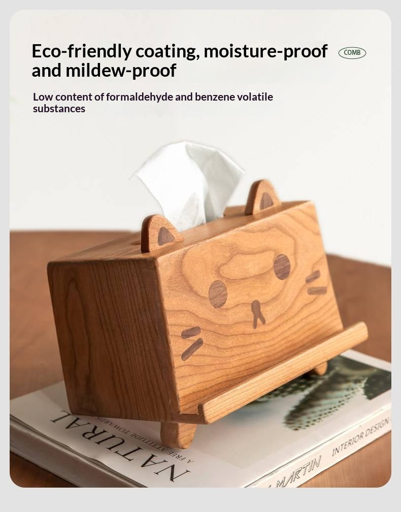 Cherry Solid Wood Tissue Box with Clean Minimal Design
