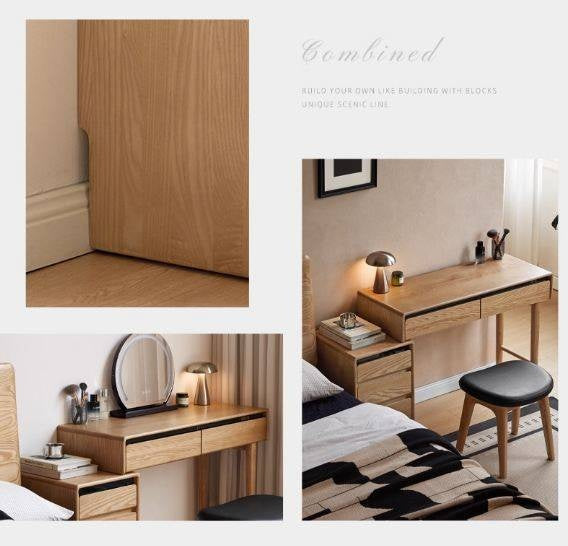 Ash Solid Wood Modern Retractable Dressing Table