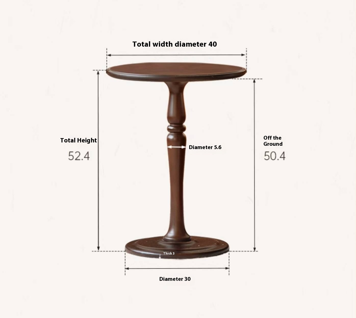 Poplar Solid Wood American Retro Style Round Coffee Table