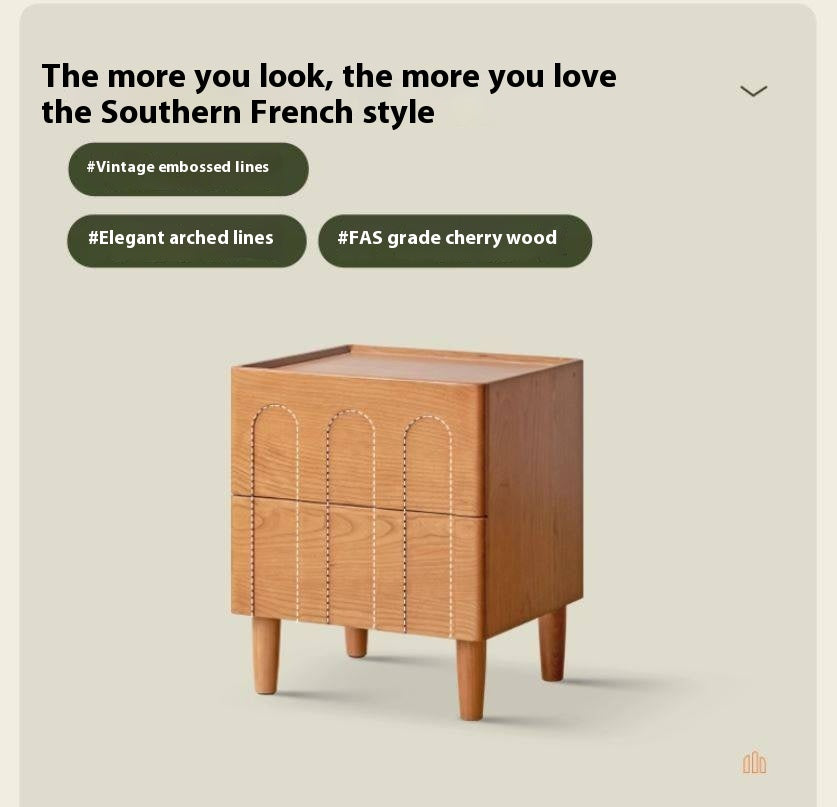 Cherry Solid Wood Retro Nightstand