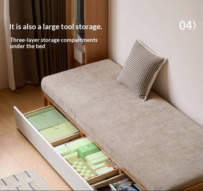 Solid RubberWood Storage Daybed with Pull-Out Drawer and Backless Design