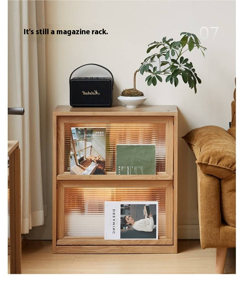 Ash Solid Wood Bookcase Storage Cabinet
