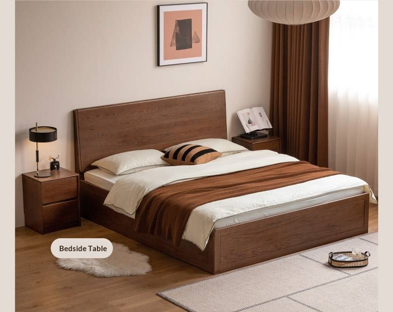 Oak Solid Wood Box Bed — Modern Minimalist Design