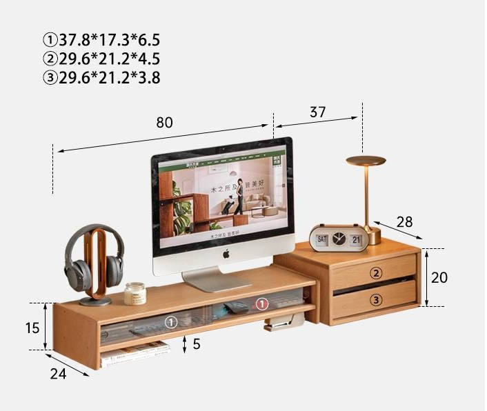 Beech Solid Wood Desktop Storage Rack
