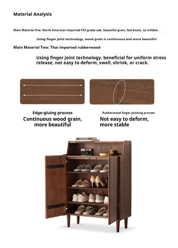 Oak Solid Wood Shoe Entrance Porch Cabinet
