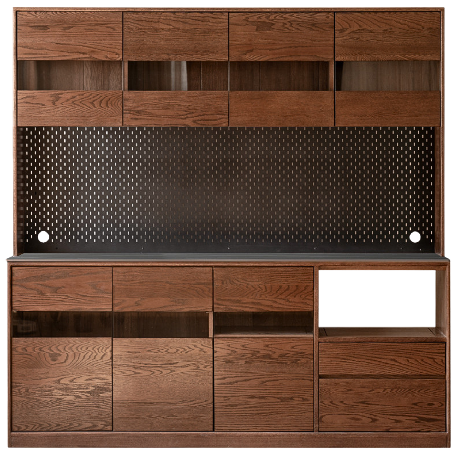 Oak Solid Wood Dining Storage Sideboard Against The Wall