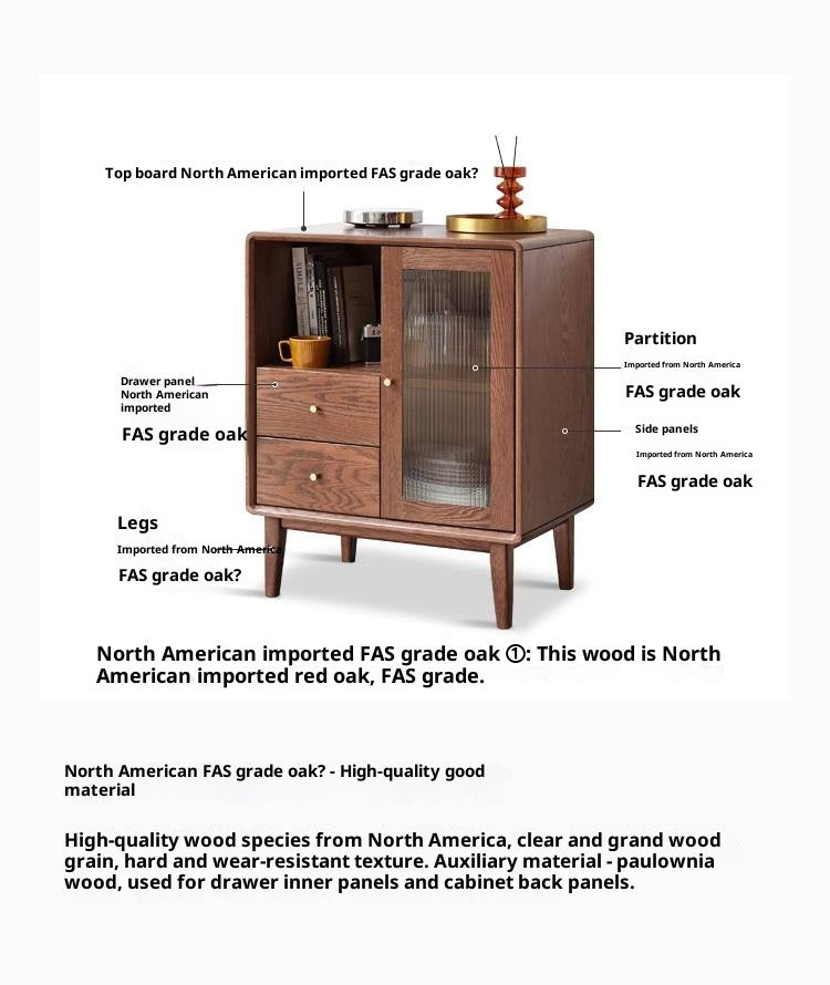 Oak Solid Wood, Solid Rubberwood Side Cabinet.