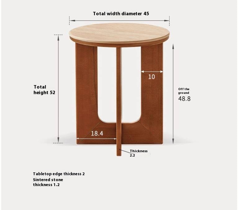 Black Walnut, Poplar Solid Wood Wabi-Sabi Style Rock Board Side Table